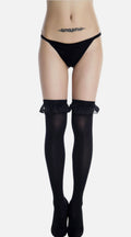 Ruffle Top Seamed Hold-Ups with Spider - My Voguish