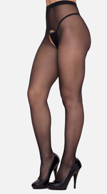 Sheer Crotchless Tights