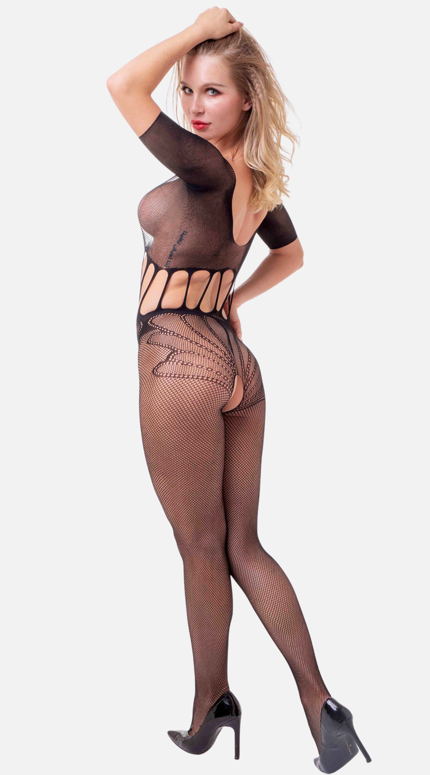 Black Crotchless Bodystocking - My Voguish