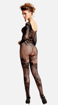 Floral Lace Crotchless Bodystocking - My Voguish