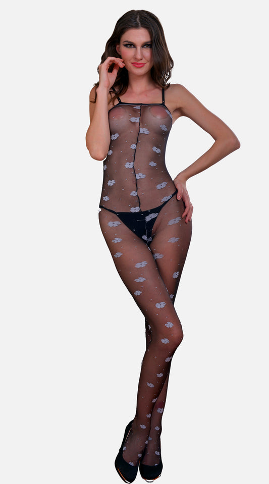 Open Crotch Floral Bodystocking - My Voguish