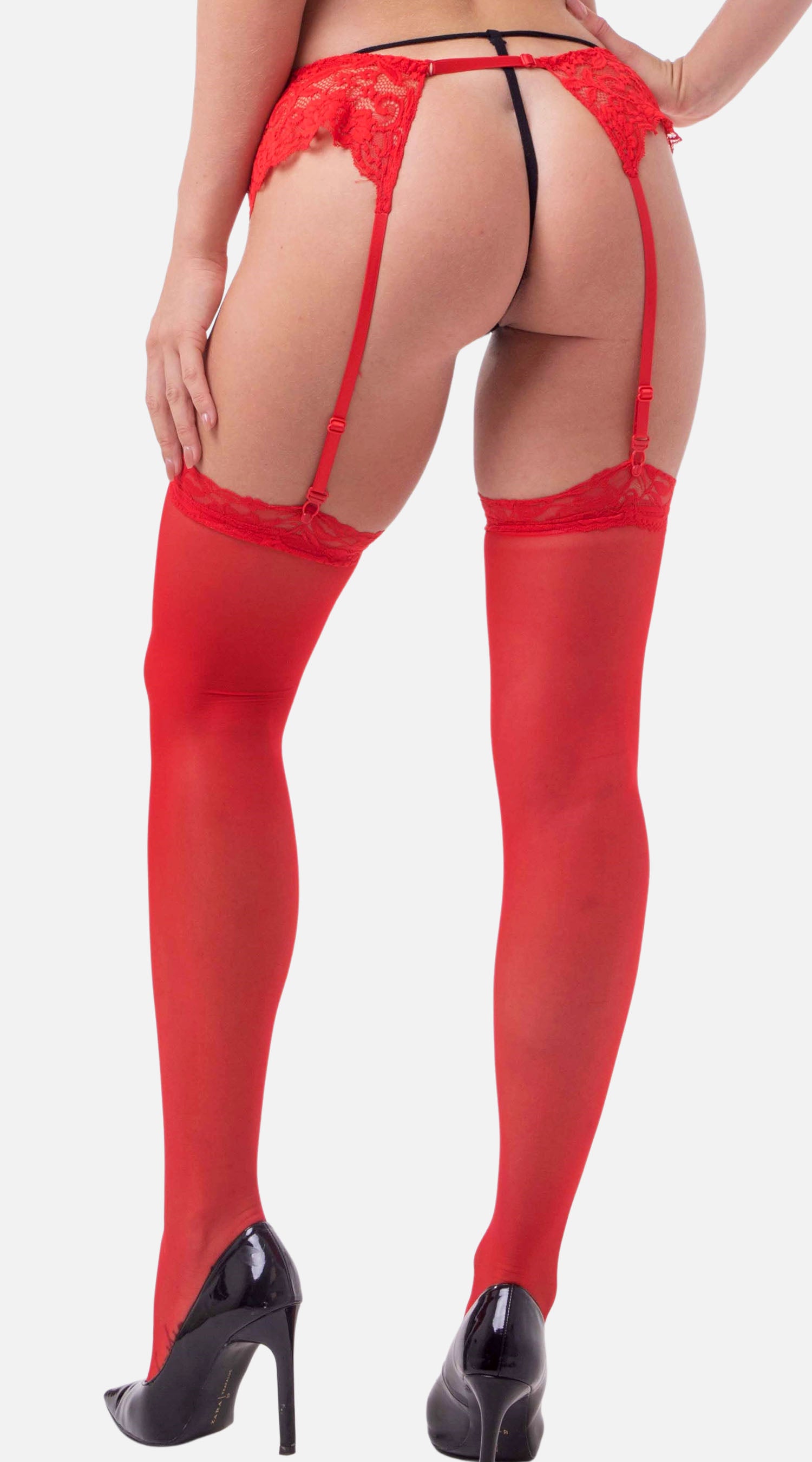 Lace Top Stocking & Suspender Set - My Voguish