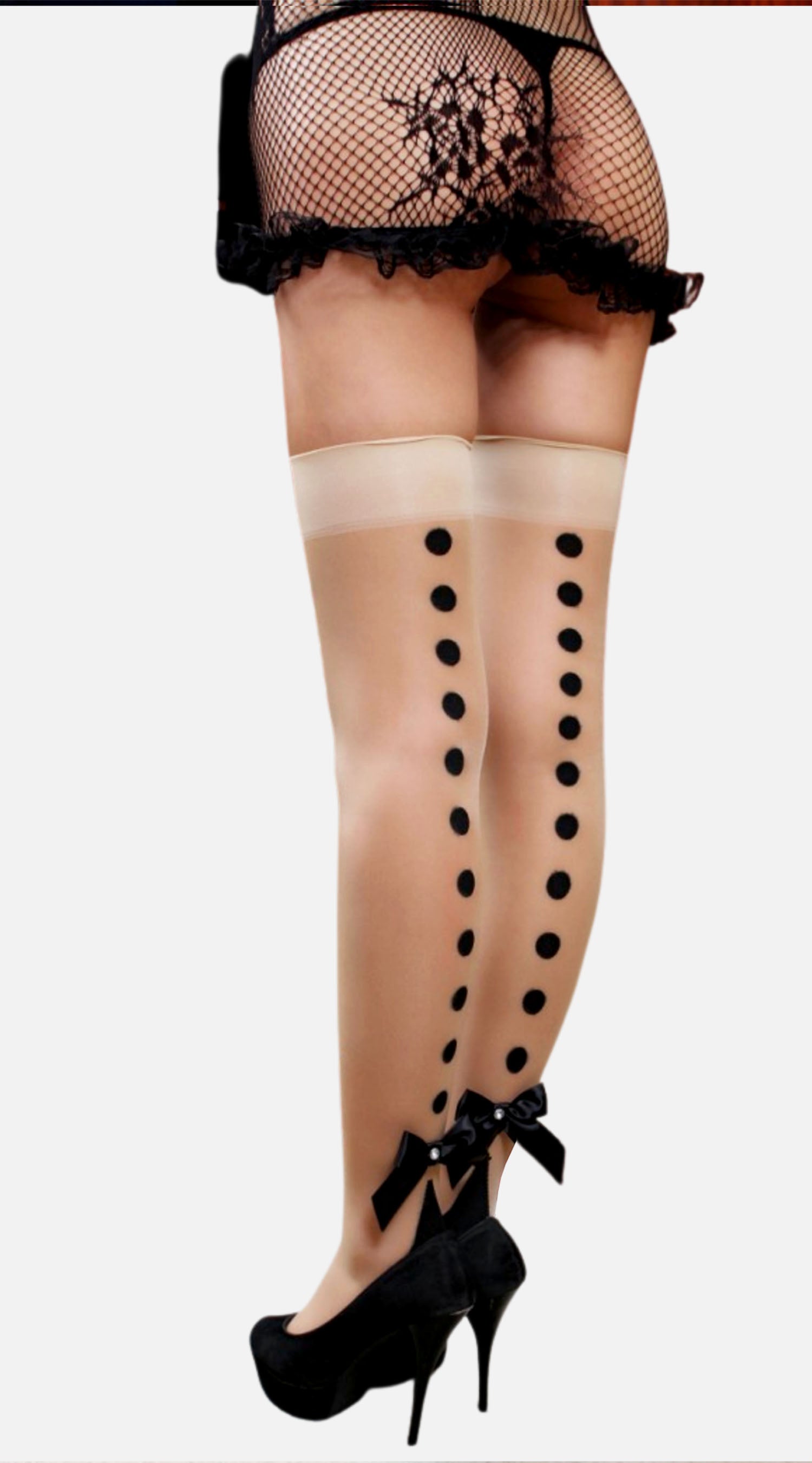 Hold-Ups with Black Polka Dots and Bow - My Voguish
